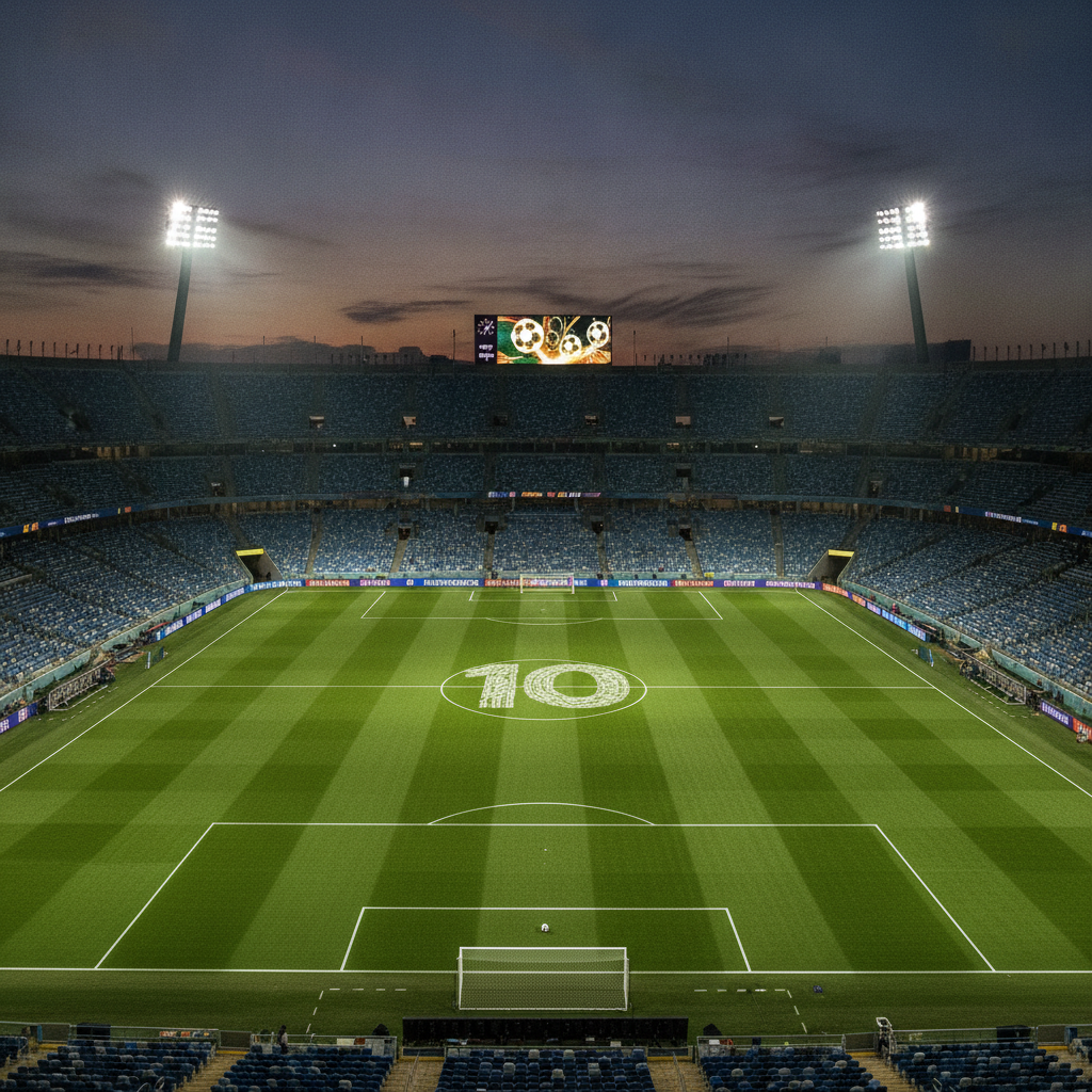 Estadio con público durante un partido de la Copa del Mundo 2026 con goles de messi en mundiales